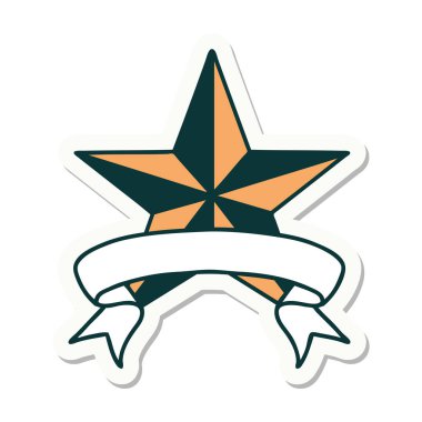 dövme stili etiketi bir yıldızın sancağı ile