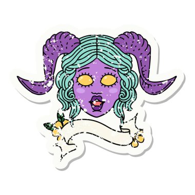 kiremitli karakter yüzünün grunge çıkartması 