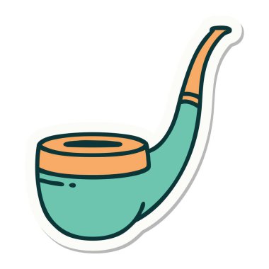 Geleneksel sigara piposu stiliyle dövme çıkartması.