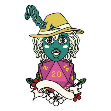 Retro Dövme Tarzı. 20 zarlı yarım ork ozanı şarkısı.