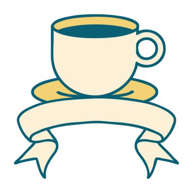 Geleneksel dövme ve bir fincan kahve.