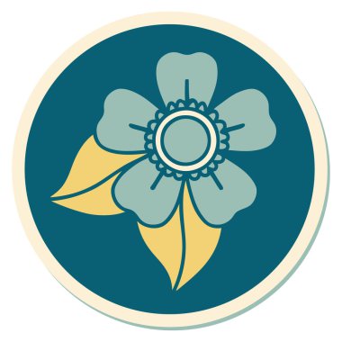 Geleneksel bir çiçek stiliyle dövme çıkartması