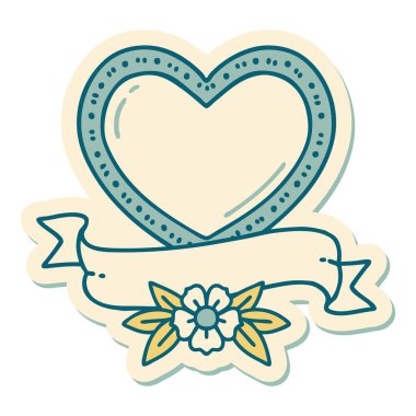 Geleneksel kalp ve bayrak stiliyle dövme çıkartması