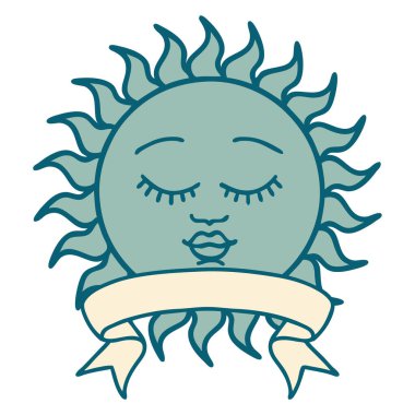 Yüzü güneşli geleneksel dövme.