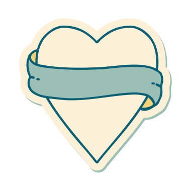 Geleneksel kalp ve bayrak stiliyle dövme çıkartması