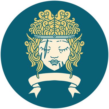 Retro Dövme Tarzı Sancaklı barbar karakter yüzü