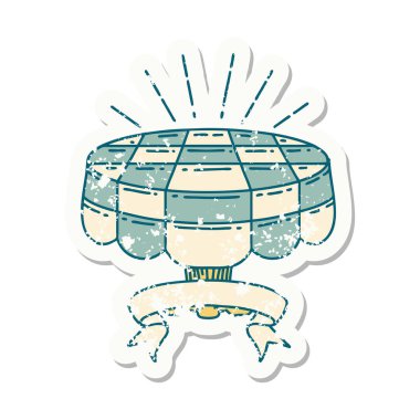 Dövme stili kafe masasının eski bir çıkartması.