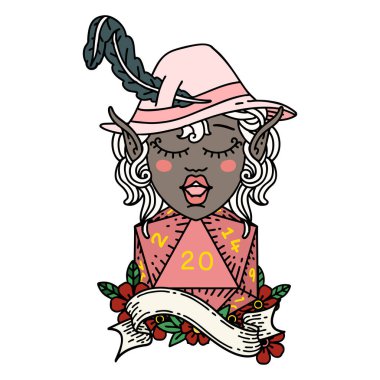 Retro Dövme Biçimi 20 zarlı elf ozanı