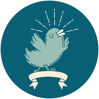 Dövme stili mutlu kuşun simgesi