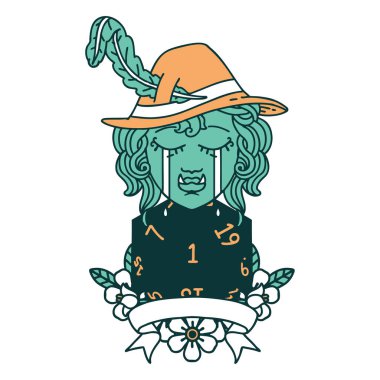 Retro Dövme Biçimi Ağlayan Ork Ozan Karakteri