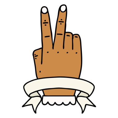 Retro Dövme Tarzı Zafer bayrak ile el hareketi