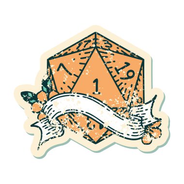 Retro Dövme Biçimi Doğal bir d20 zar atma