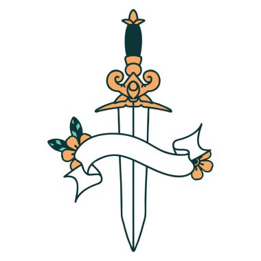 Hançer sancağıyla geleneksel dövme.