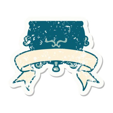 Bir kazan sancağıyla giyilmiş eski bir etiket