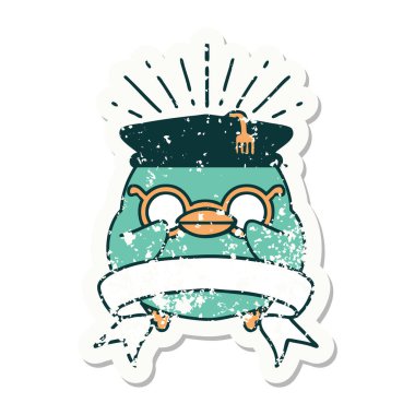 Dövme stili eski bir çıkartma. Eğitimli Robin.