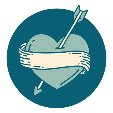 Bir okun kalp ve bayrağının ikonik dövme şekli