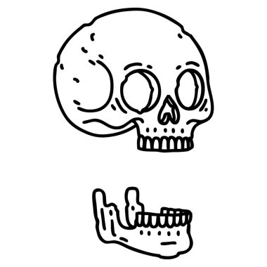 bir kafatası siyah çizgi biçiminde dövme