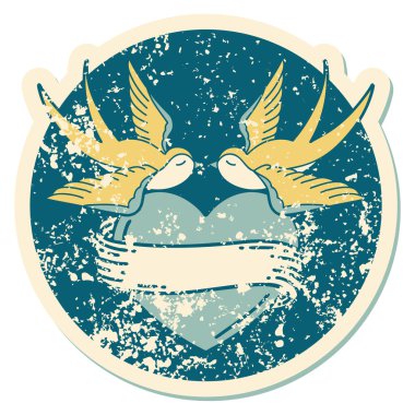 Kırlangıçların sembolik dövmesi ve sancaklı bir kalp.