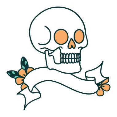 Kafatası dövmeli geleneksel dövme