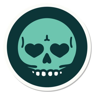 Geleneksel bir kafatası stili dövme çıkartması