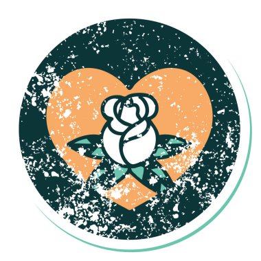 Bir kalp ve çiçeğin sembolik kederli dövme görüntüsü