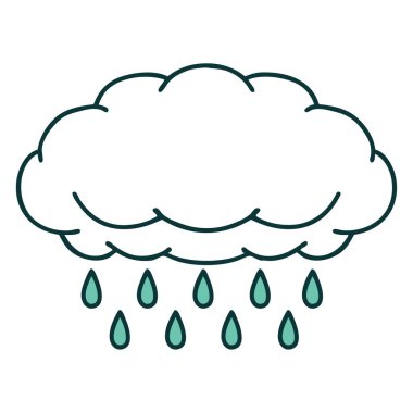 Yağmur yağan bir bulutun ikonik dövme şekli