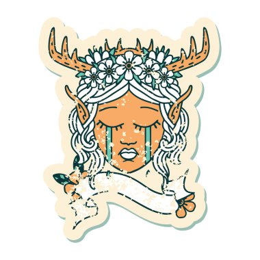 Retro Dövme Tarzı Üzgün Elf Karakter Yüzü