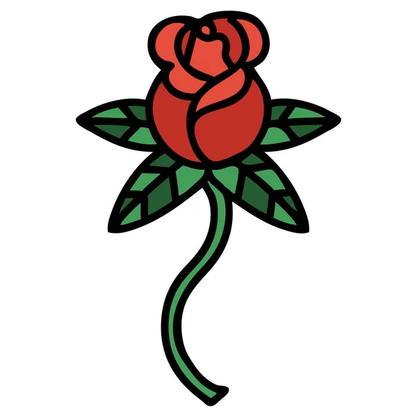 Tetování Tradičním Stylu Růže — Stockový vektor