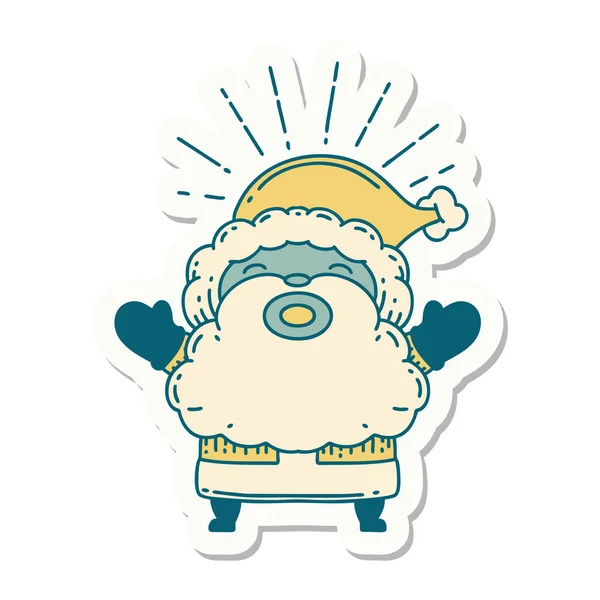 Samolepka Tetovacího Stylu Santa Claus Vánoční Charakter — Stockový vektor