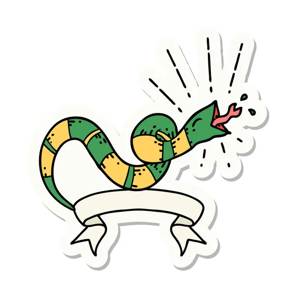 纹身风格响尾蛇的贴纸 — 图库矢量图片