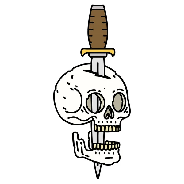 Tatuaje Estilo Tradicional Cráneo — Vector de stock