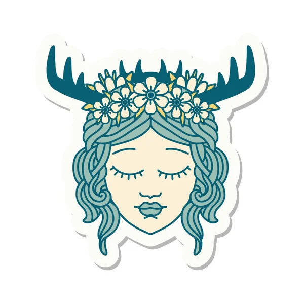 Sticker Human Druid Character Face — Stock Vector
