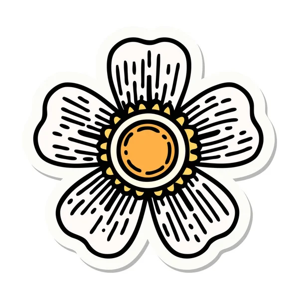 Sticker Tattoo Traditional Style Flower — Stock Vector