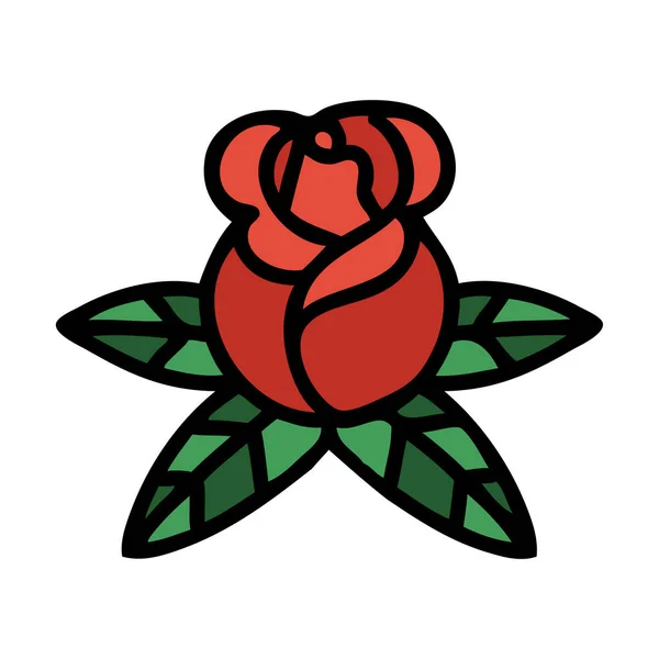 Tätowierung Traditionellen Stil Einer Einzelnen Rose — Stockvektor