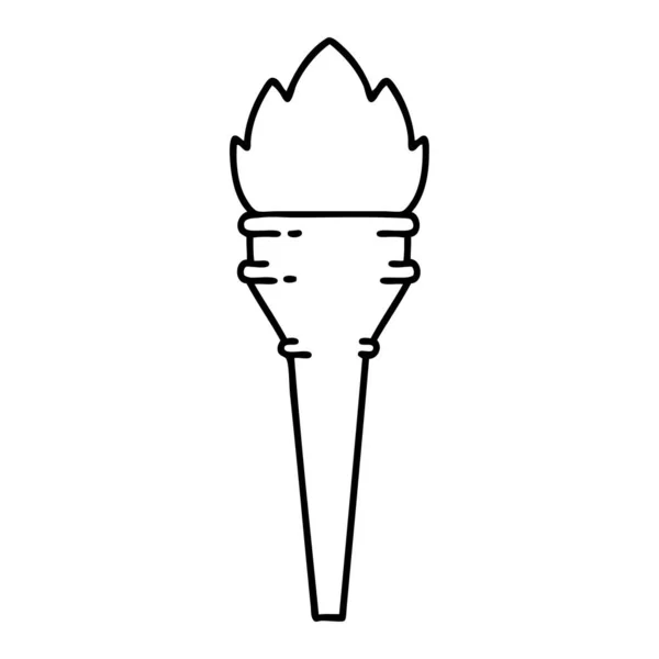 Tatouage Dans Style Ligne Noire Une Torche Allumée — Image vectorielle