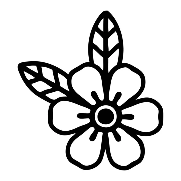 Tatouage Dans Style Ligne Noire Une Fleur — Image vectorielle