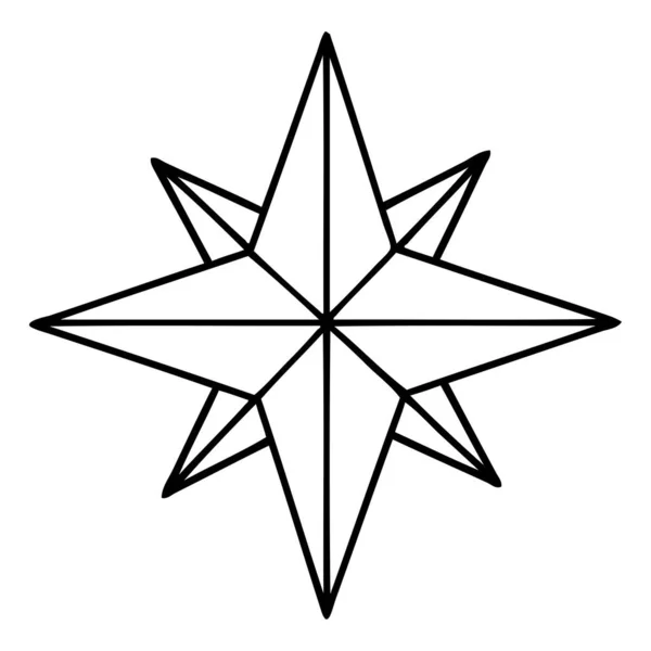 Tattoo Black Line Style Star — Stock Vector