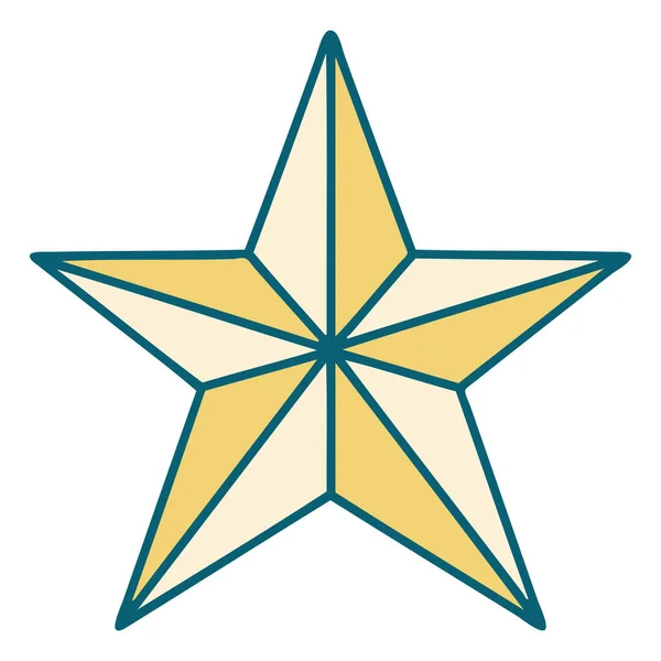 Знаковый Образ Звезды Стиле Татуировки — стоковый вектор