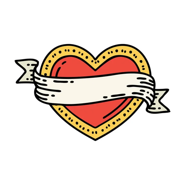 Tatuaje Estilo Tradicional Corazón Bandera — Vector de stock