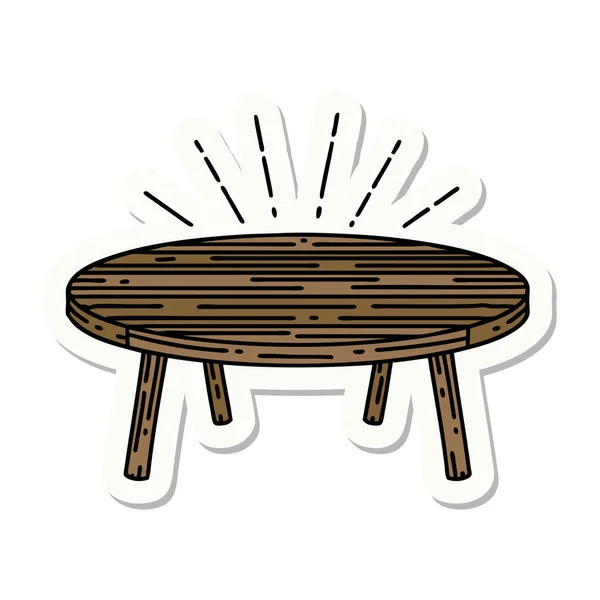 Sticker Tattoo Style Wood Table — Stock Vector