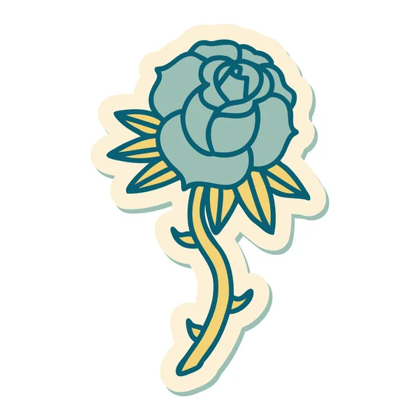 Autocollant Tatouage Dans Style Traditionnel Une Rose — Image vectorielle
