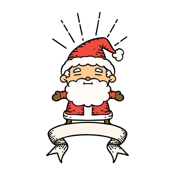Bannière Défilement Avec Tatouage Style Père Noël Claus Personnage Noël — Image vectorielle