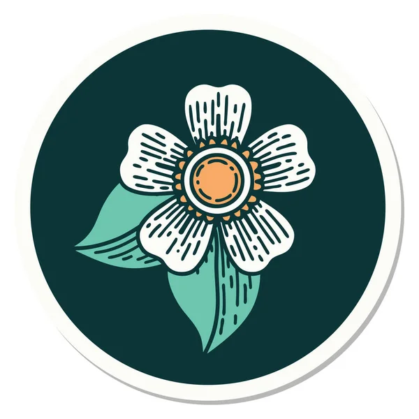 伝統的な花の形をしたタトゥーのステッカー — ストックベクタ