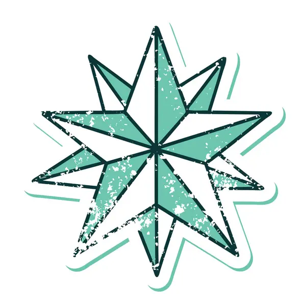 Ikonikus Szorongatott Matrica Tetoválás Stílusú Kép Egy Csillag — Stock Vector