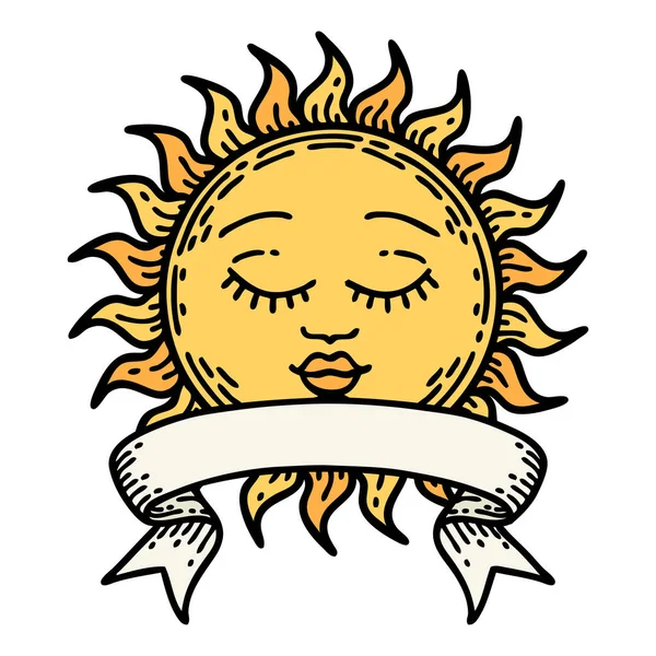 Tradiční Tetování Praporem Slunce — Stockový vektor