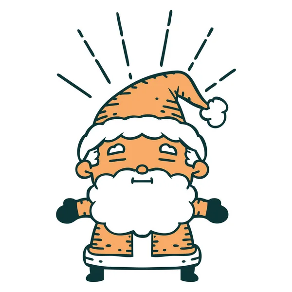 Ilustração Tradicional Tatuagem Estilo Santa Claus Natal Personagem —  Vetores de Stock