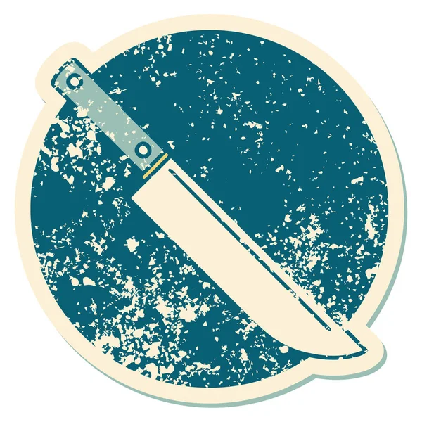 Emblématique Autocollant Affligé Tatouage Style Image Couteau — Image vectorielle