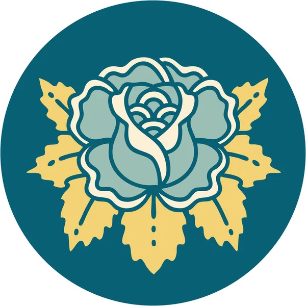 玫瑰的标志性纹身风格形象 — 图库矢量图片