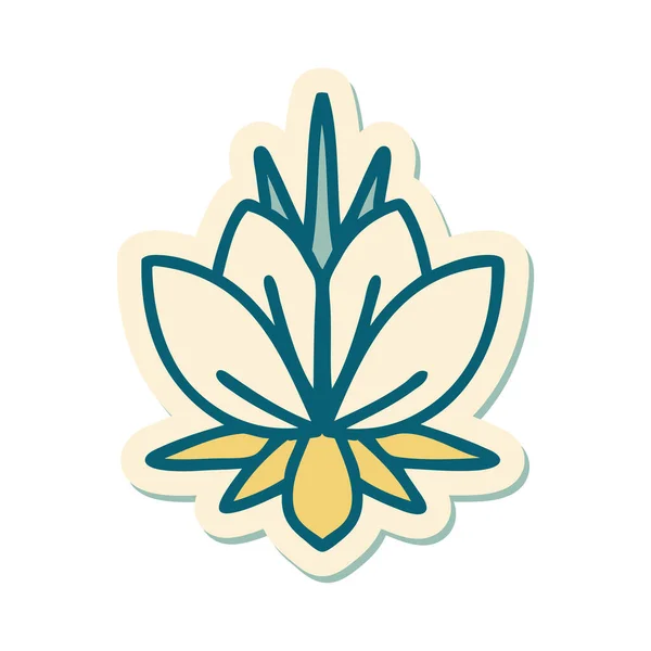 Sticker Tattoo Traditional Style Water Lily — Stock Vector