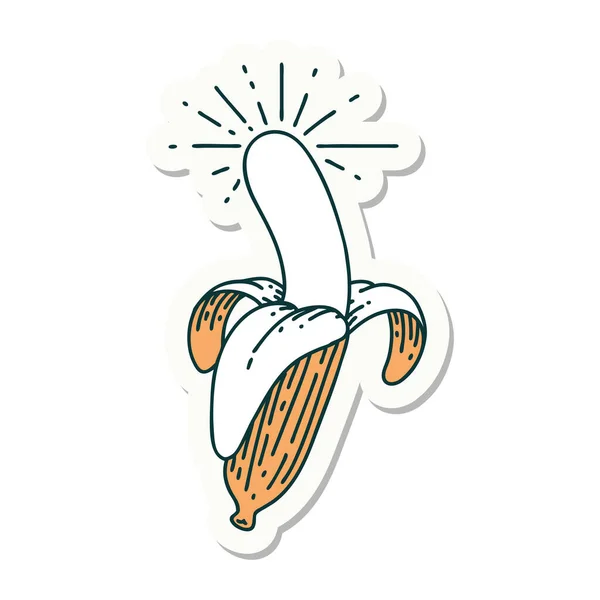 Наклейка Татуювання Стилю Очищений Банан — стоковий вектор